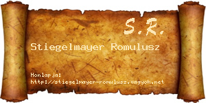 Stiegelmayer Romulusz névjegykártya